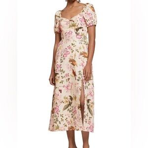 & Other Stories Floral Print Puff Sleeve Midi Dress